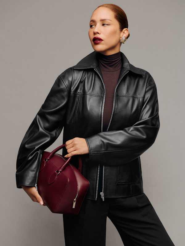 Veda Bennett Oversized Leather Bomber - Black